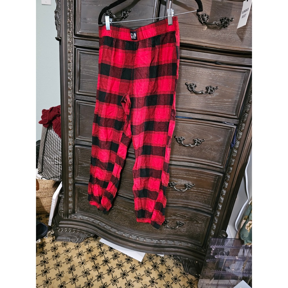 GapBody‎ Womens Red Black Buffalo Plaid Pajama Jogger Pants Small